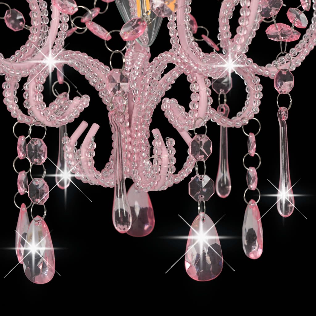 vidaXL Lubinis šviestuvas su karol., rožinės sp., apvalus, E14 lemp.