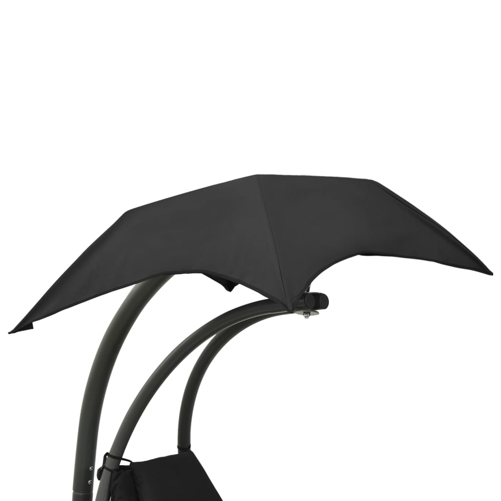 vidaXL Supama sodo kėdė, juoda ir pilka, 190x90x200cm, audinys