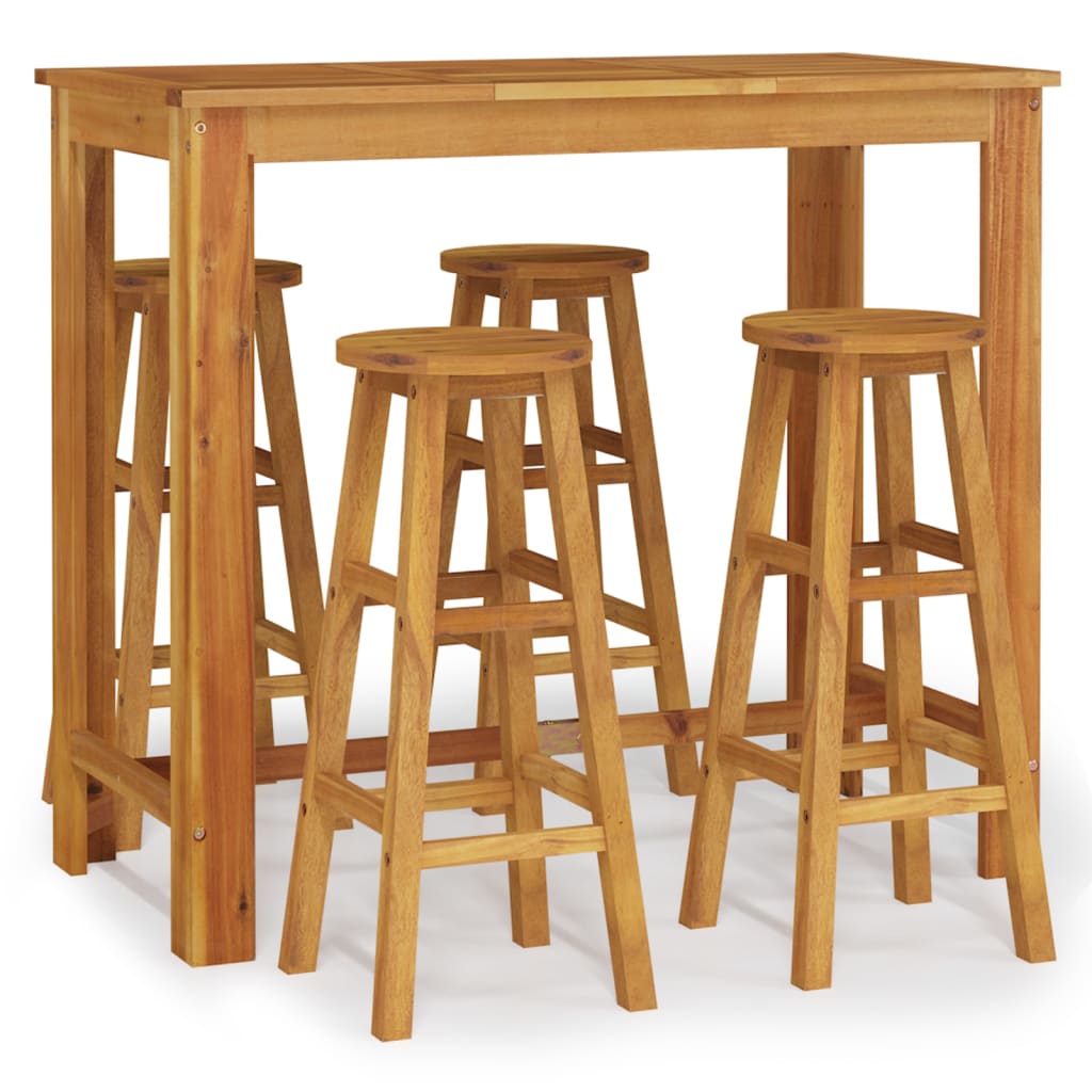 vidaXL Sodo baro baldų komplektas, 5 dalių, akacijos medienos masyvas