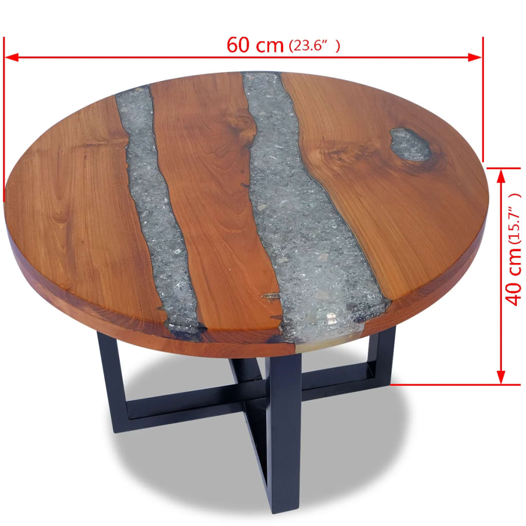 vidaXL Kavos staliukas, tikmedis ir derva, 60 cm