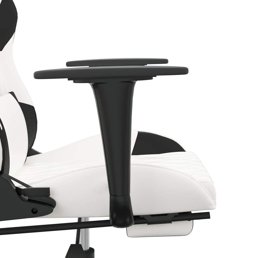 vidaXL Masažinė žaidimų kėdė su pakoja, balta ir juoda, dirbtinė oda
