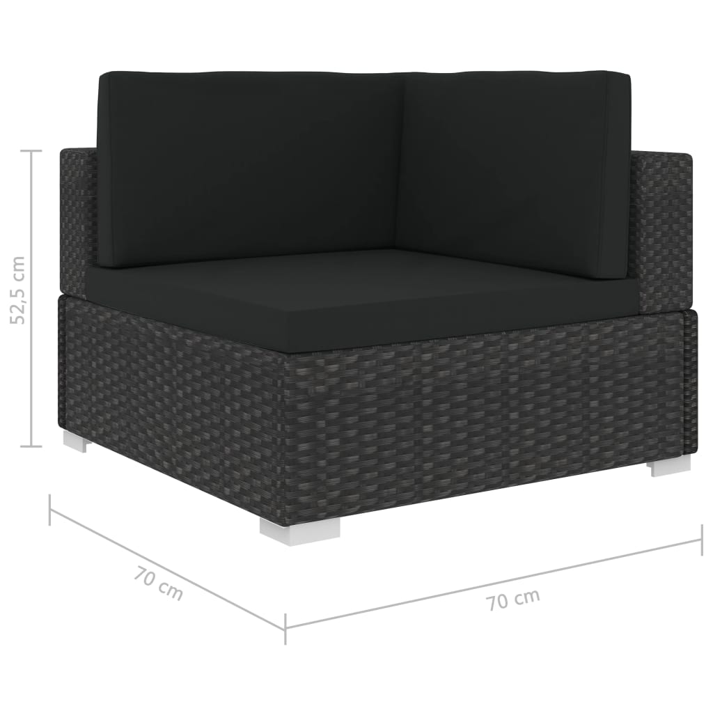 vidaXL Sodo baldų komplektas su pagalvėmis, 6 dalių, juodas, ratanas