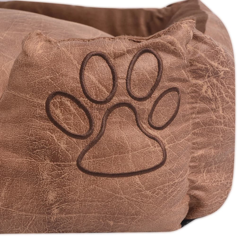 vidaXL Šuns guolis su pagalvėle, PU, dirbtinė oda dydis M, smėlinis