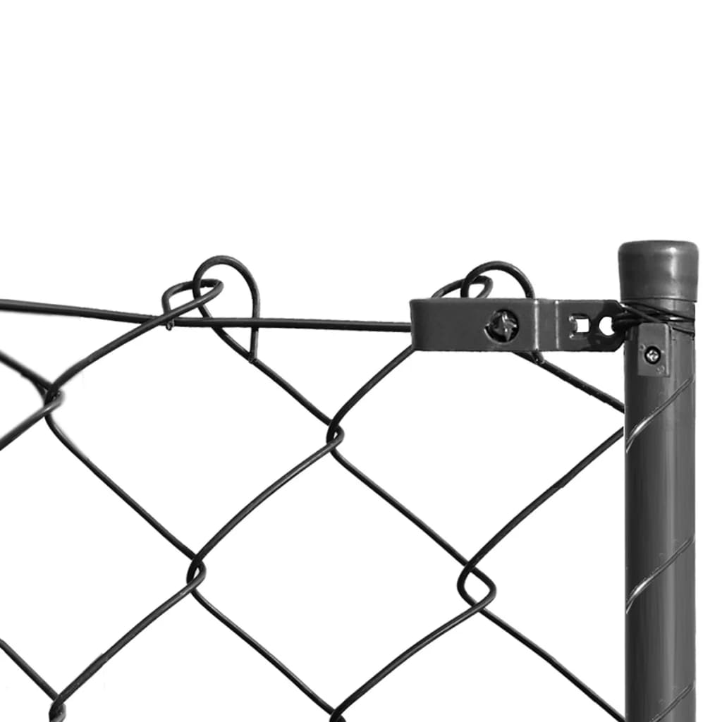 vidaXL Tinklinė tvora su stulpais ir įranga, pilka, 1,25x25m