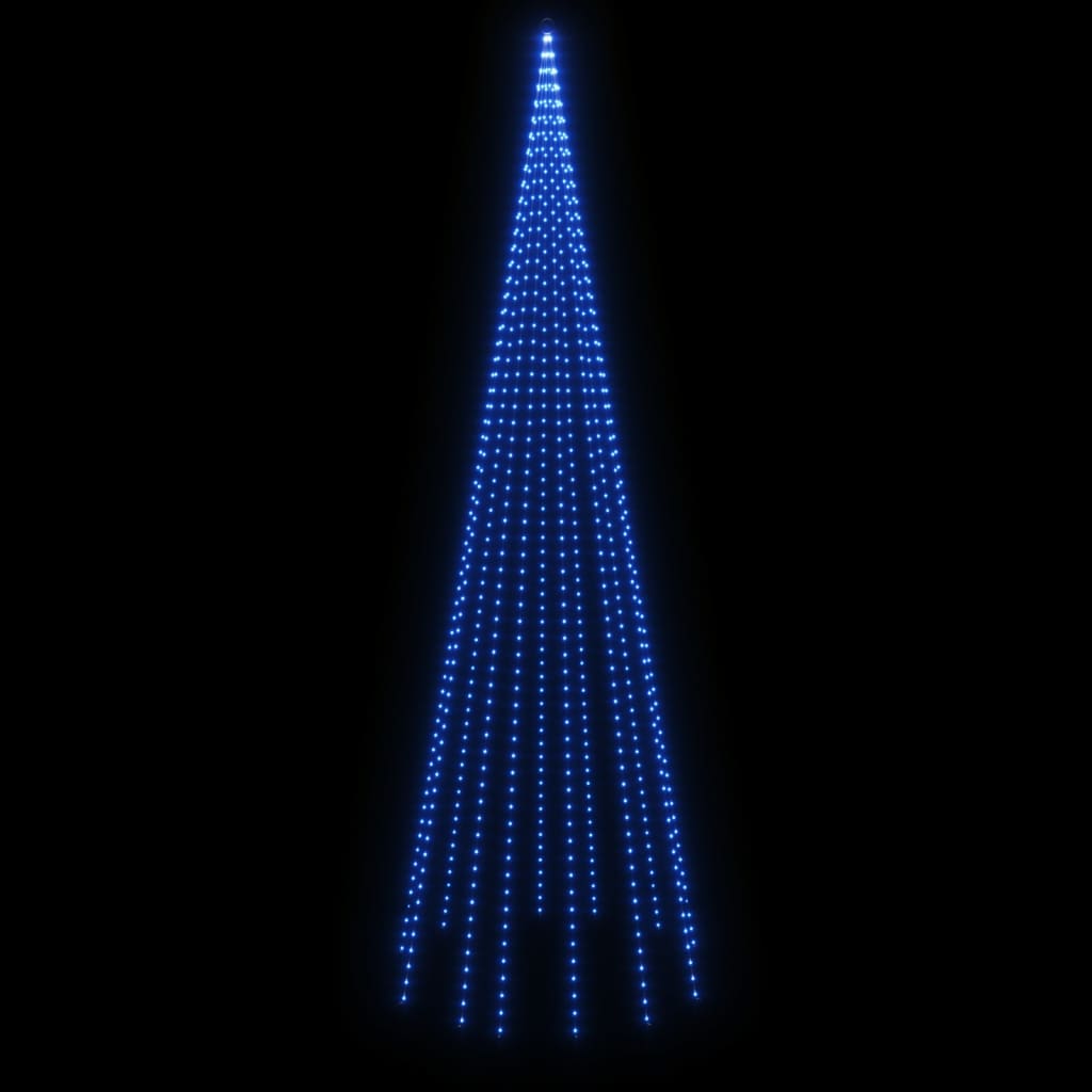 vidaXL Kalėdų eglutė ant vėliavos stiebo, 500cm, 732 mėlynos LED