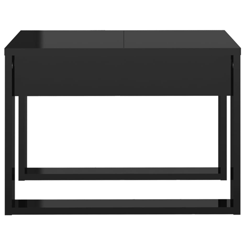 vidaXL Šoninis staliukas, juodos spalvos, 50x50x35cm, MDP, blizgus