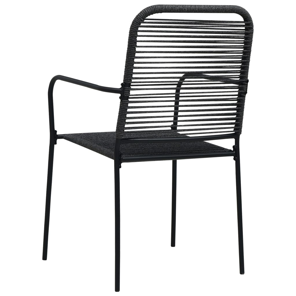 vidaXL Sodo kėdės, 4vnt, juodos, medvilninė virvė ir plienas