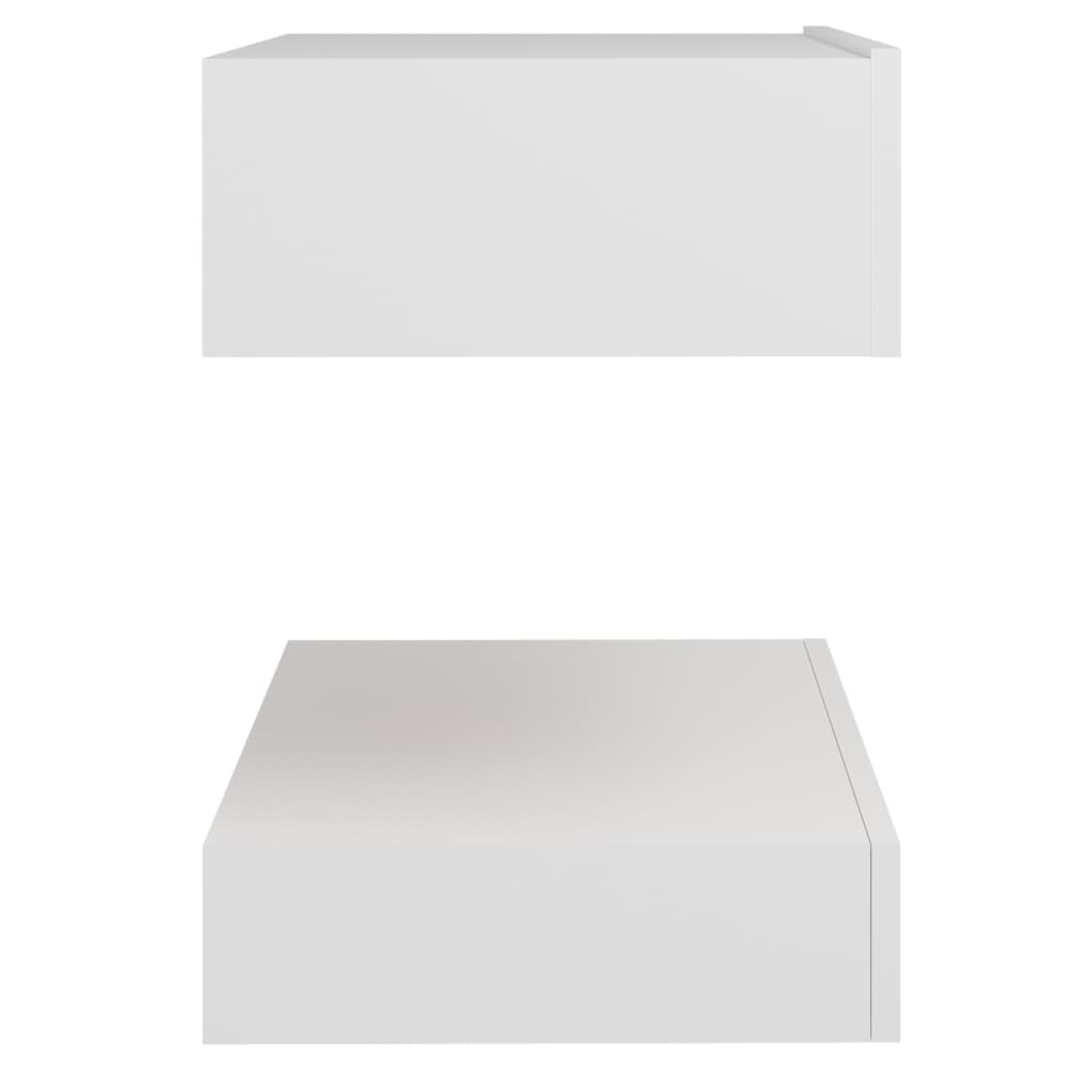 vidaXL Naktinės spintelės su LED, 2vnt., baltos, 60x35cm, MDP