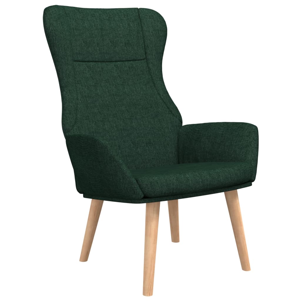 vidaXL Poilsio kėdė, tamsiai žaliai spalvos, audinys