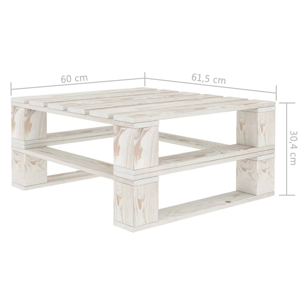 vidaXL Sodo stalai ir palečių, 2vnt., baltos spalvos, mediena