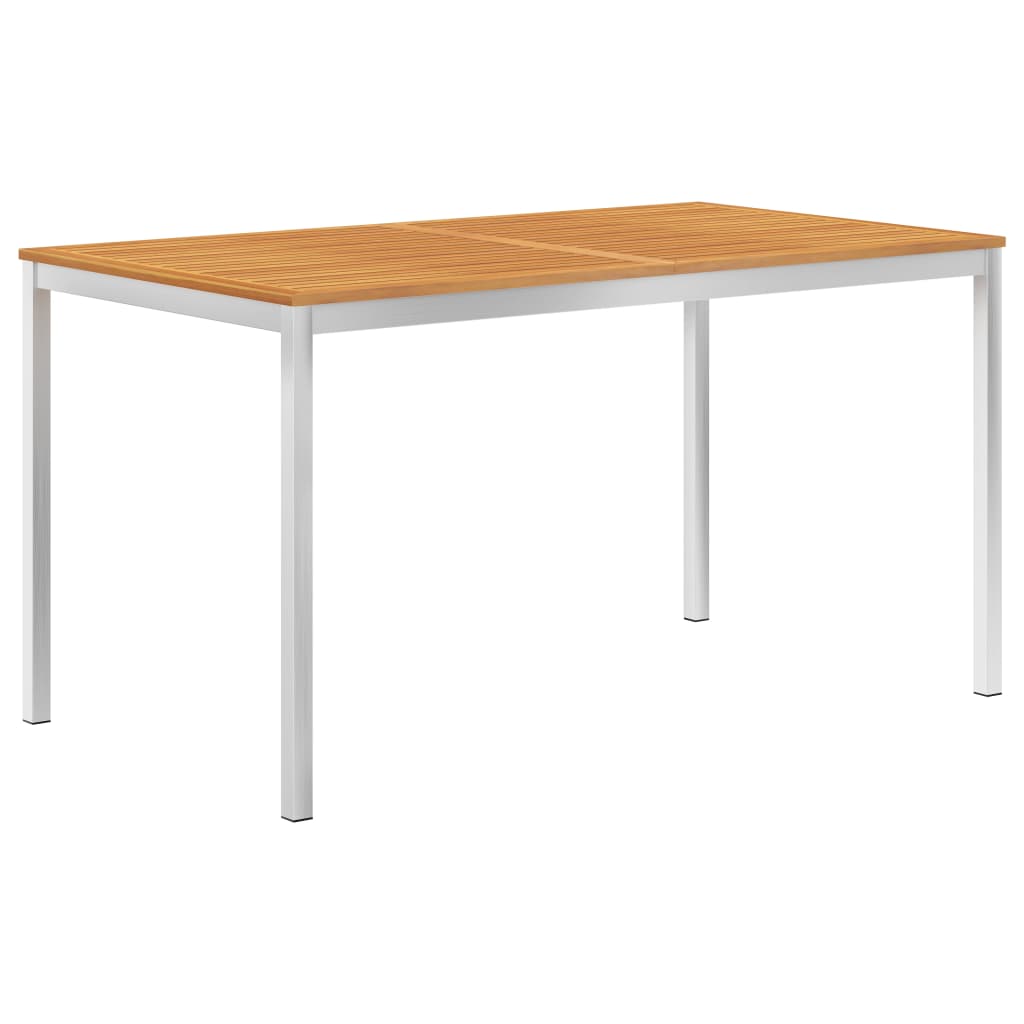 vidaXL Sodo valgomojo stalas, 150x150x75cm, tikmedis ir plienas