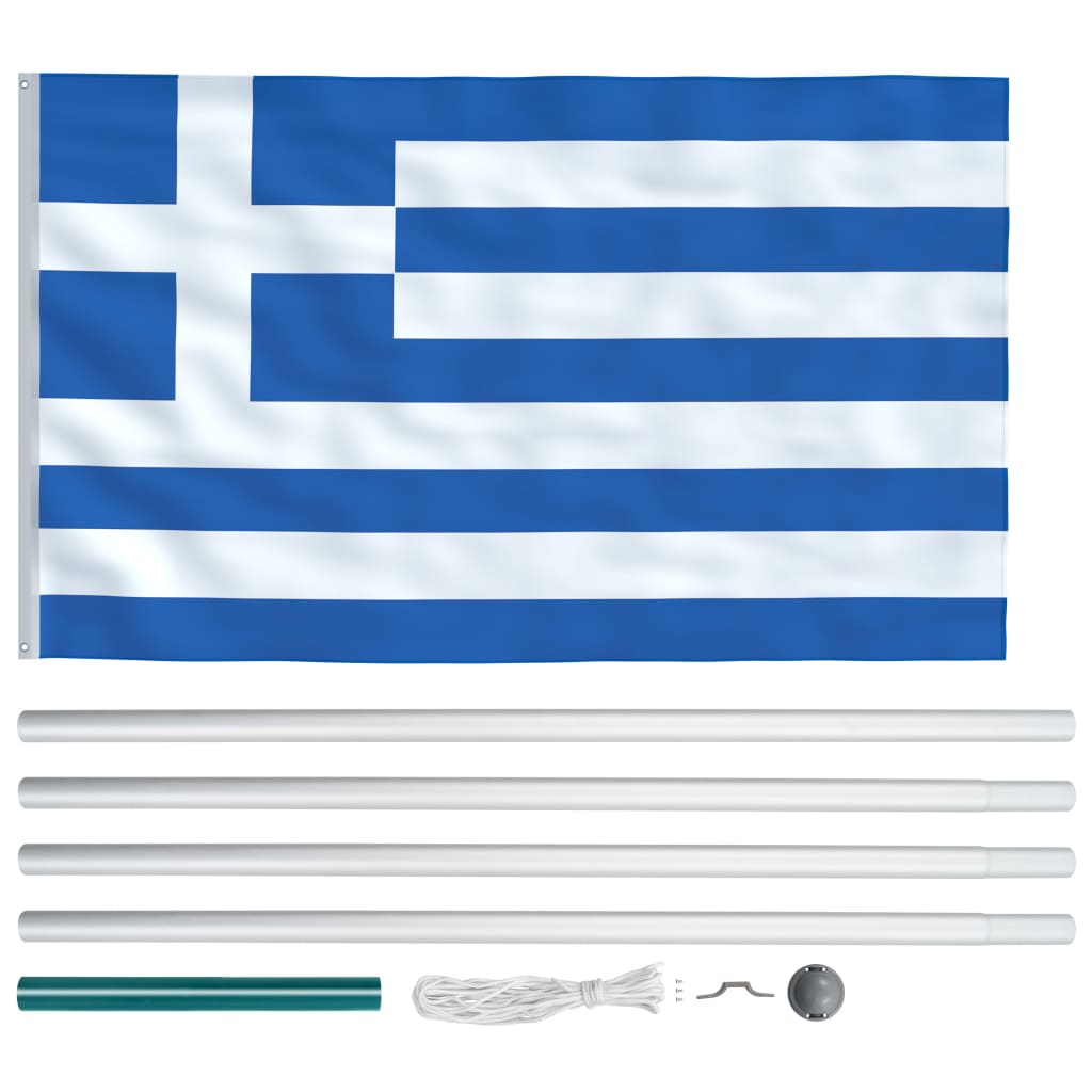 vidaXL Graikijos vėliava su stiebu, aliuminis, 6,2m