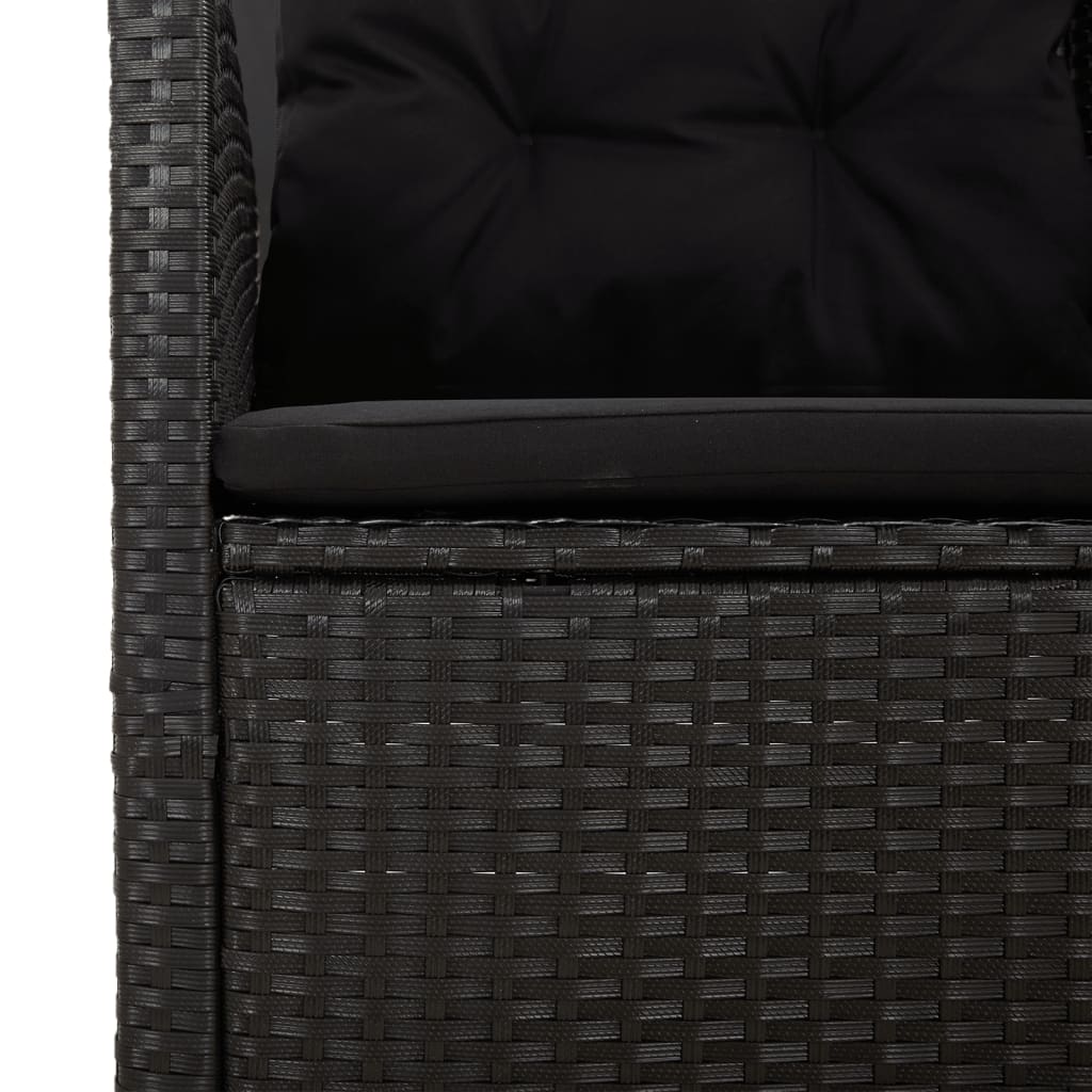 vidaXL Atlošiama kampinė sofa su pagalvėlėmis, juoda, poliratanas