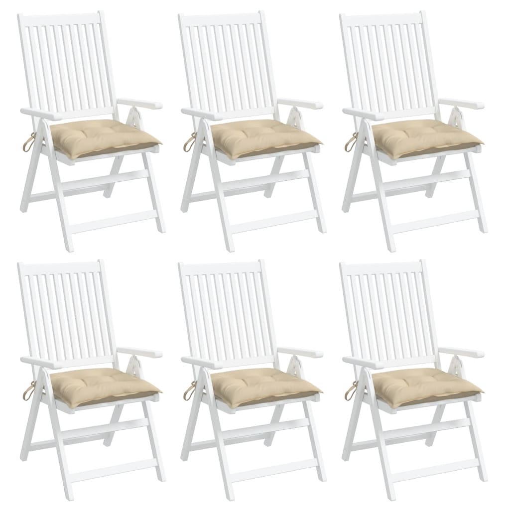 vidaXL Kėdės pagalvėlės, 6vnt., smėlio, 40x40x7cm, oksfordo audinys
