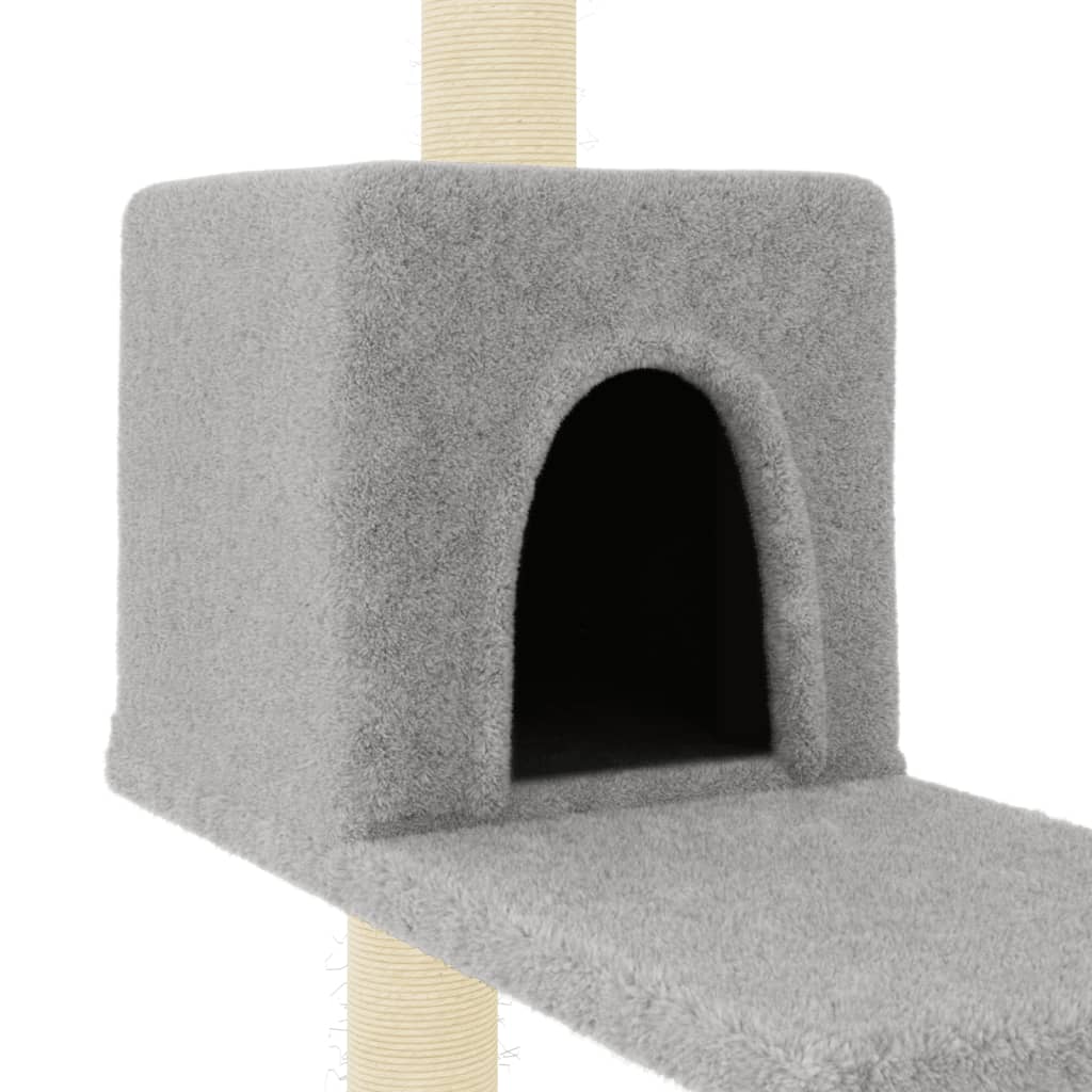 vidaXL Draskyklė katėms su stovais iš sizalio, šviesiai pilka, 95cm