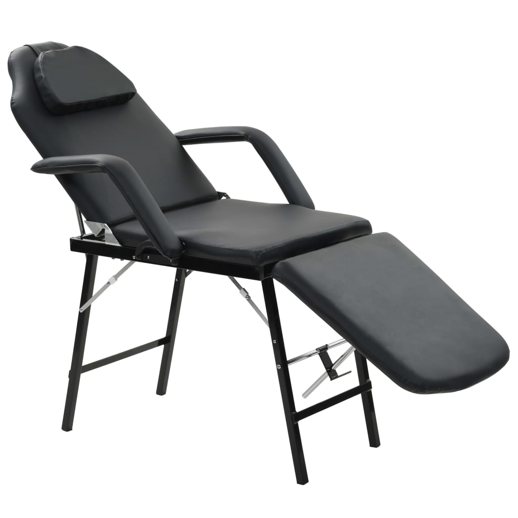 vidaXL Kilnojama kosmetologinė kėdė, dirbtinė oda, 185x78x76cm, juoda