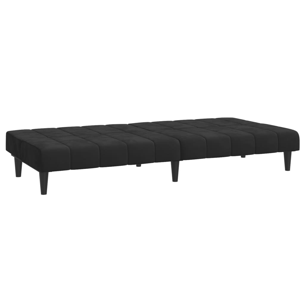 vidaXL Dvivietė sofa-lova, juodos spalvos, aksomas