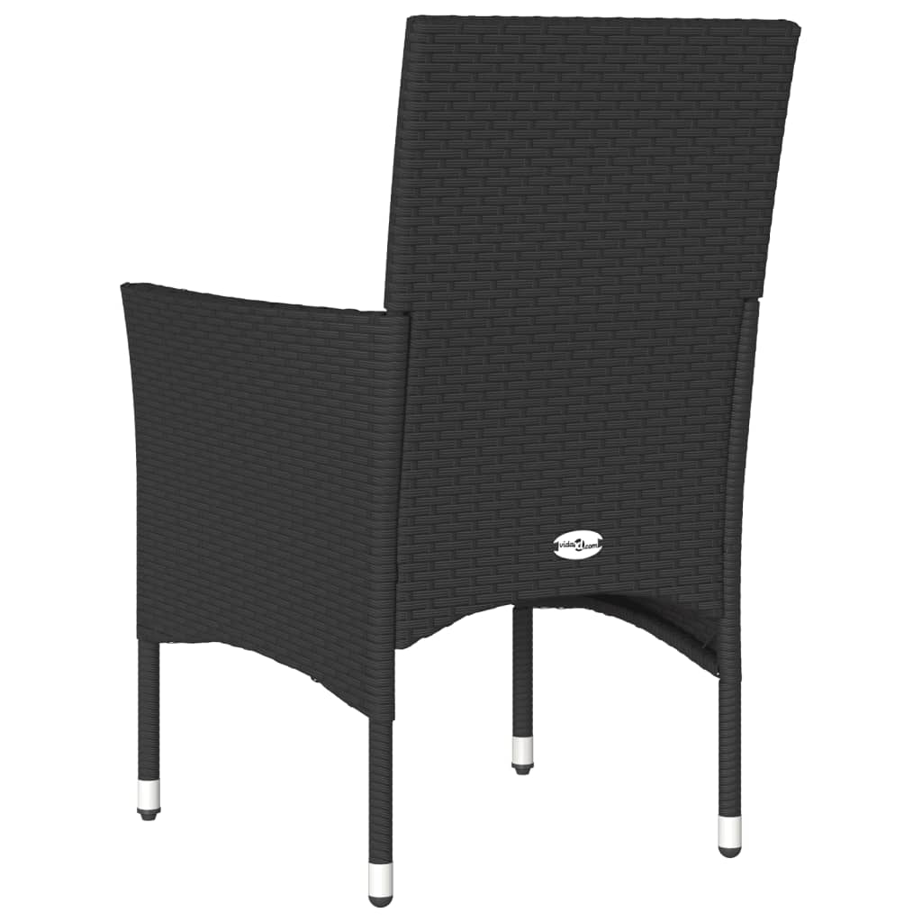 vidaXL Sodo kėdės su pagalvėlėmis, 2vnt., juodos spalvos, poliratanas