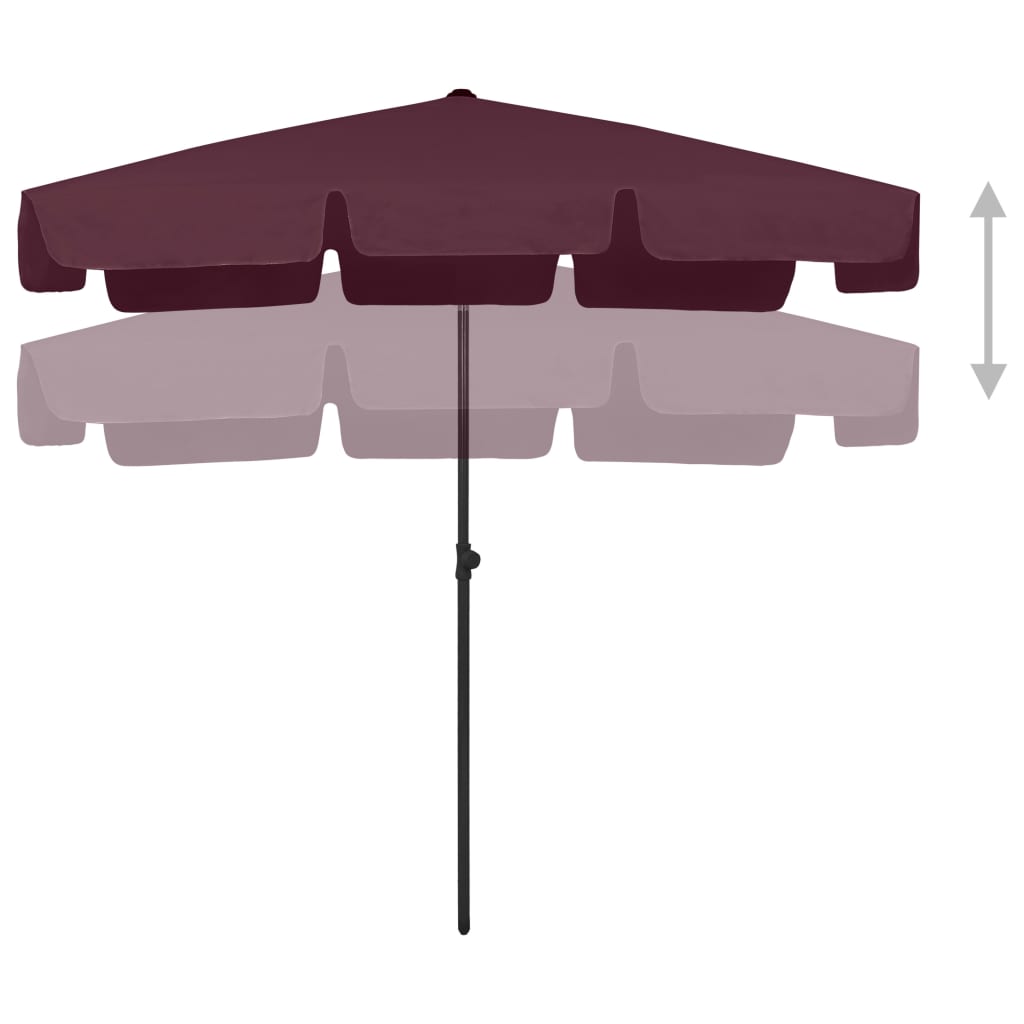 vidaXL Paplūdimio skėtis, tamsiai raudonos spalvos, 200x125cm