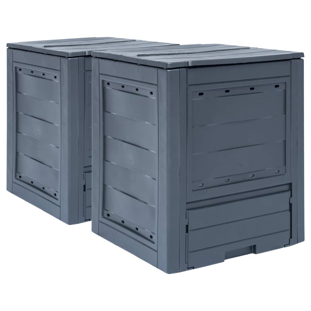 vidaXL Sodo komposto dėžės, 2vnt., pilkos spalvos, 60x60x73cm, 520l