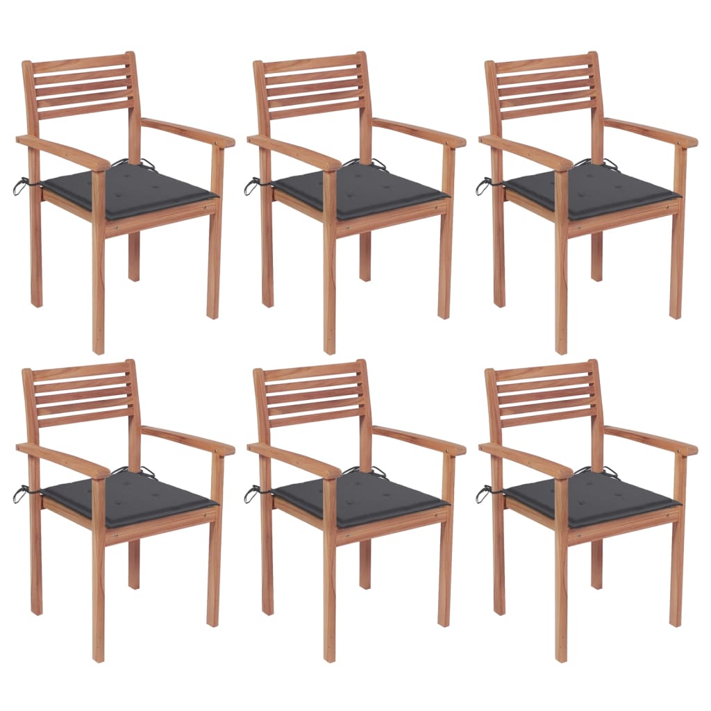 vidaXL Sudedamos sodo kėdės su pagalvėlėmis, 6vnt., tikmedžio masyvas