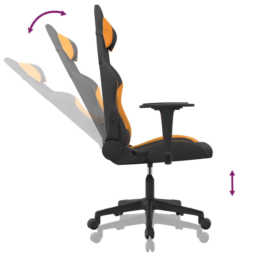 vidaXL Žaidimų kėdė, juodos ir oranžinės spalvos, audinys