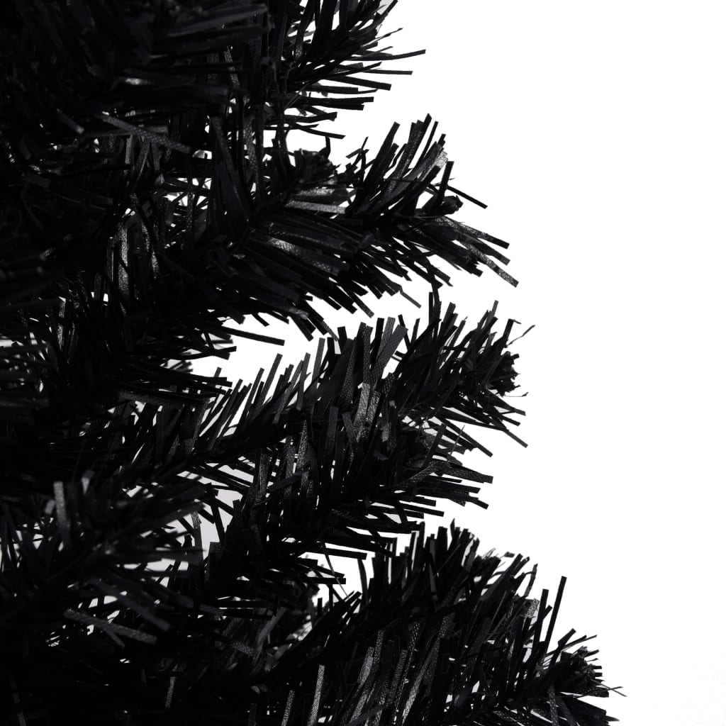 vidaXL Dirbtinė apšviesta Kalėdų eglutė su stovu, juoda, 150cm, PVC