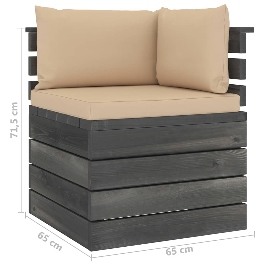 vidaXL Kampinė sodo sofa iš palečių su pagalvėlėmis, pušies mediena