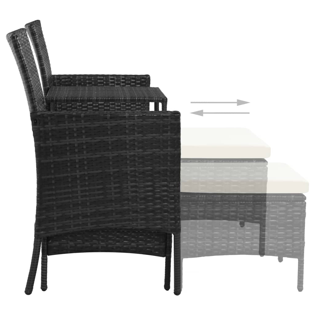 vidaXL Dvivietė sodo sofa su arbatiniu staliuku, juoda, poliratanas