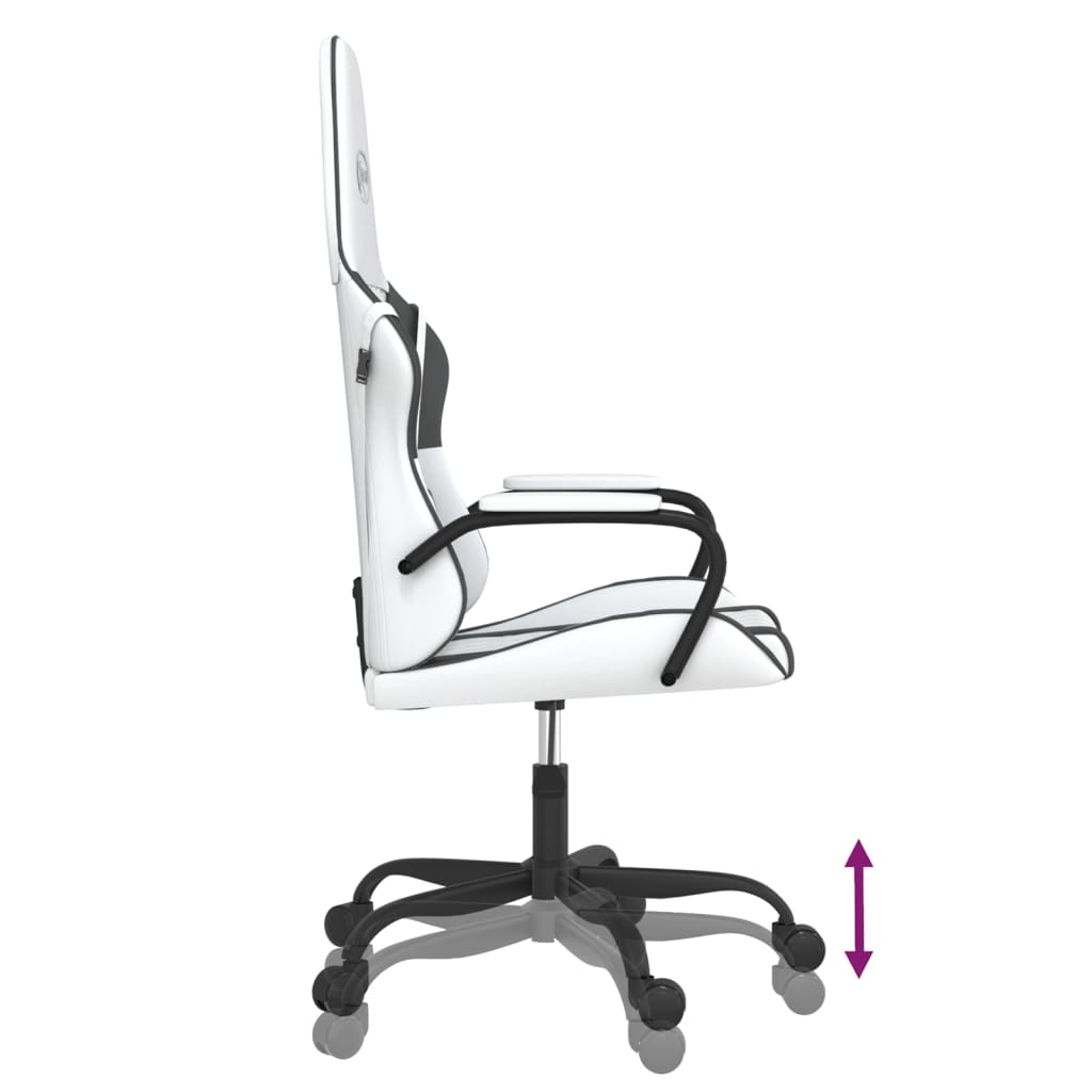 vidaXL Masažinė žaidimų kėdė, baltos ir juodos spalvos, dirbtinė oda