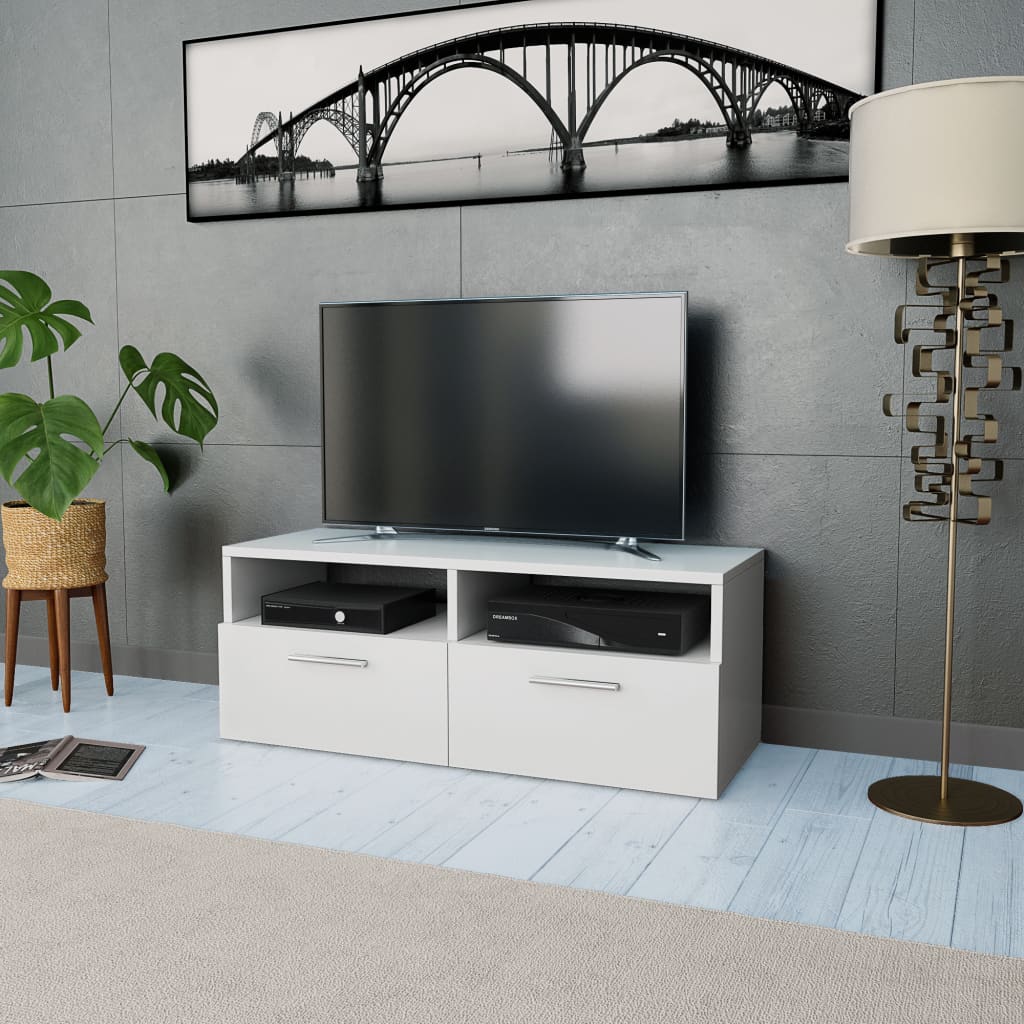 vidaXL Televizoriaus spintelė, balta, 95x35x36cm, apdirbta mediena